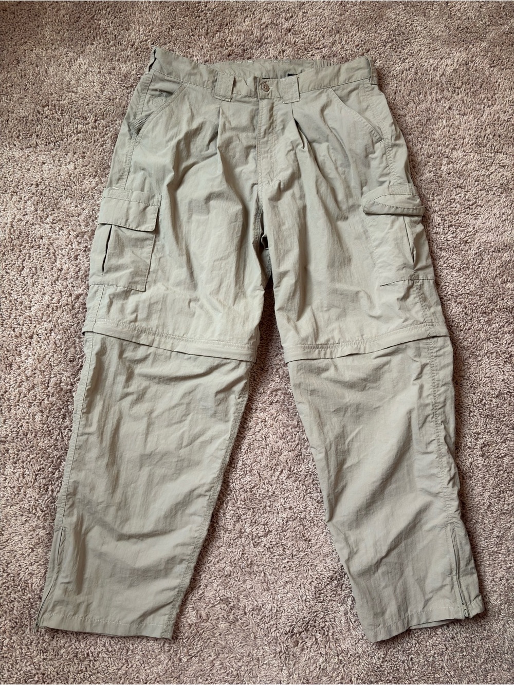 Light Khaki Men's Cargo Pants with Zip-Off Legs